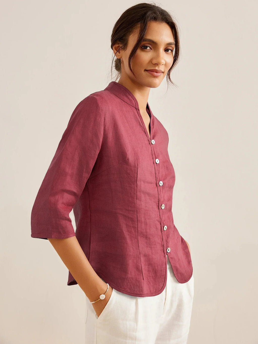 Amelia - Camisa de lino Favorecedora
