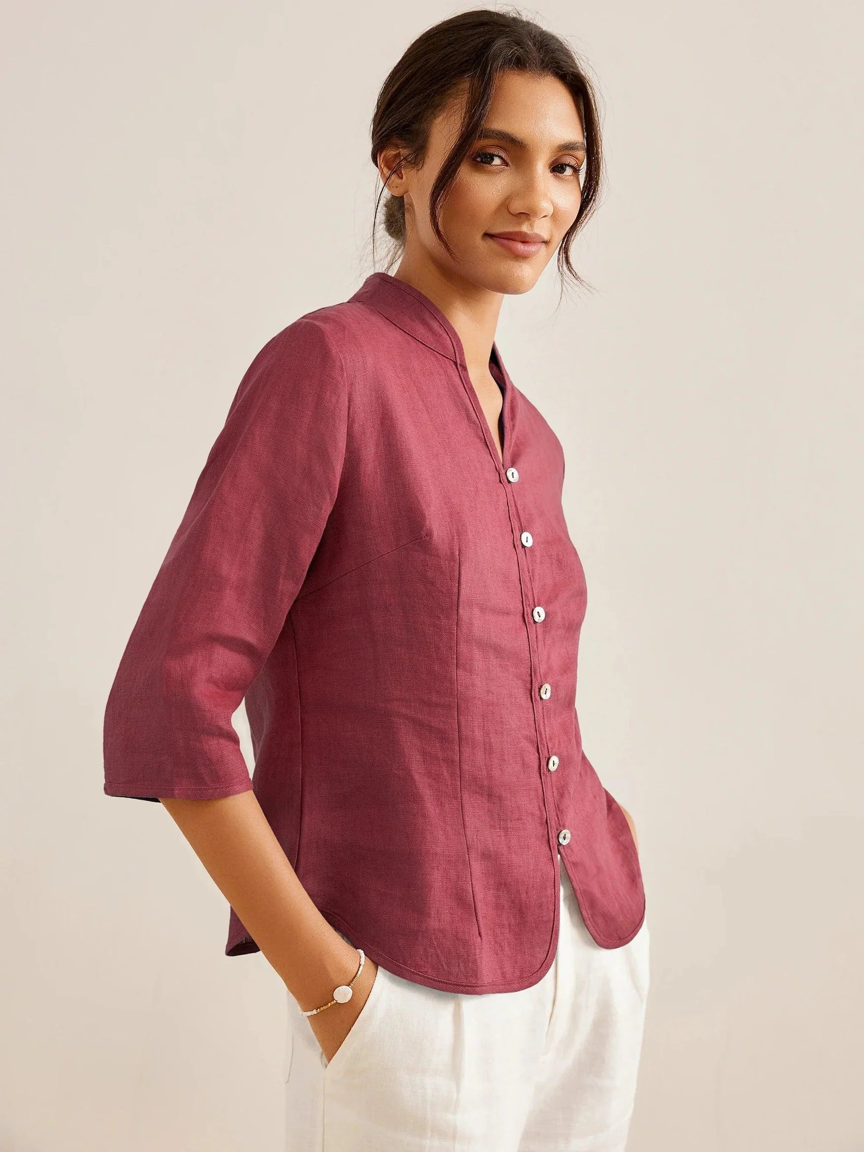 Amelia - Camisa de lino Favorecedora