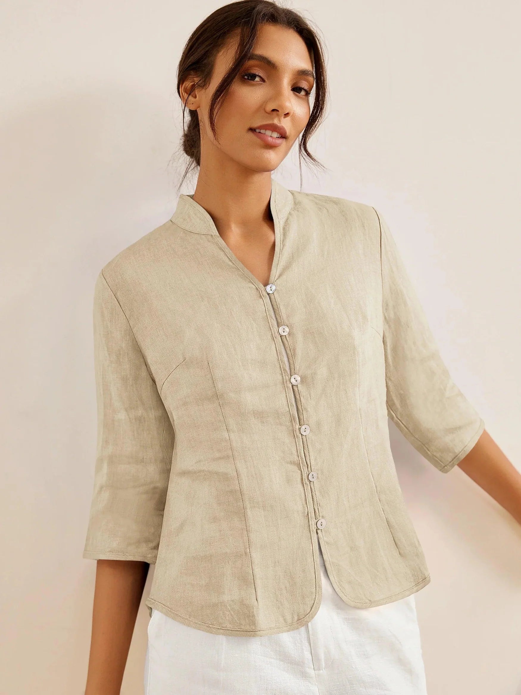 Amelia - Camisa de lino Favorecedora