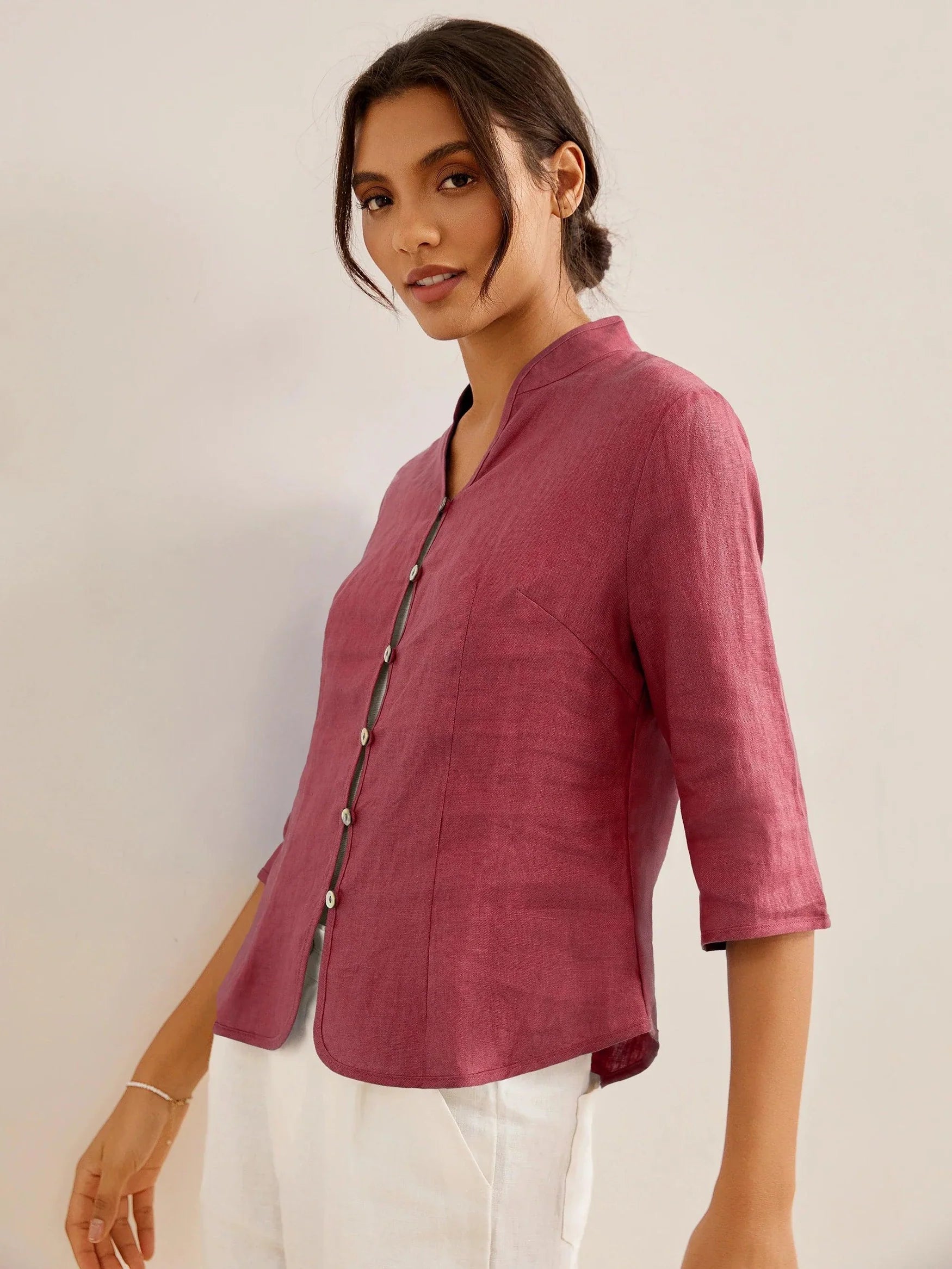 Amelia - Camisa de lino Favorecedora