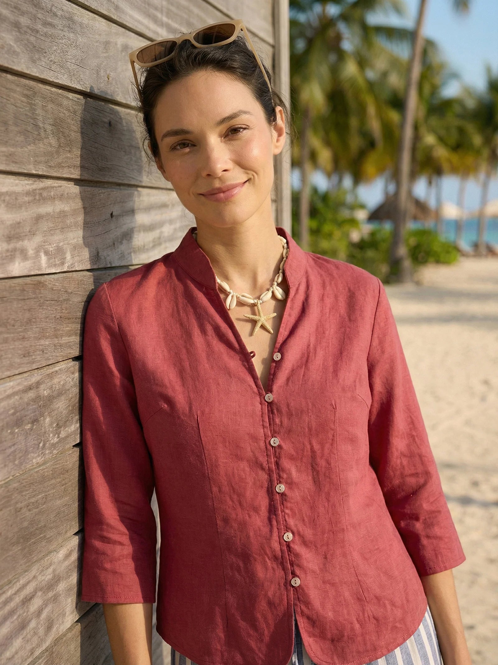 Amelia - Camisa de lino Favorecedora