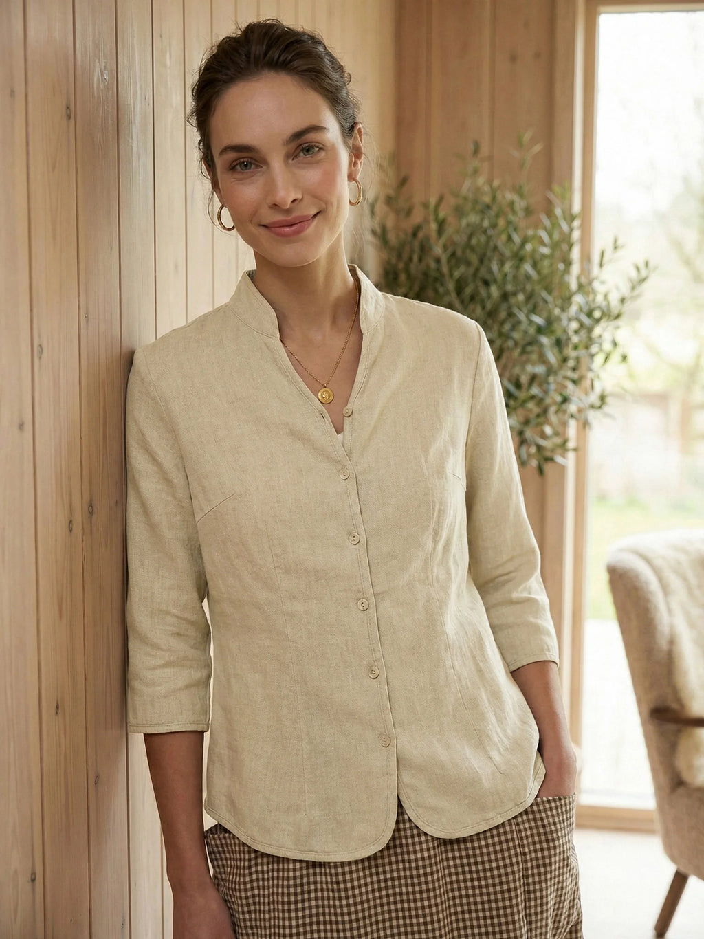 Amelia - Camisa de lino Favorecedora