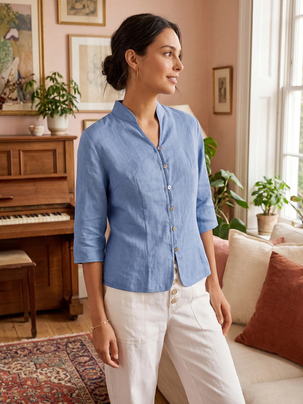 Amelia - Camisa de lino Favorecedora