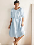 Valencia - Vestido midi de lino 100% con corte en A