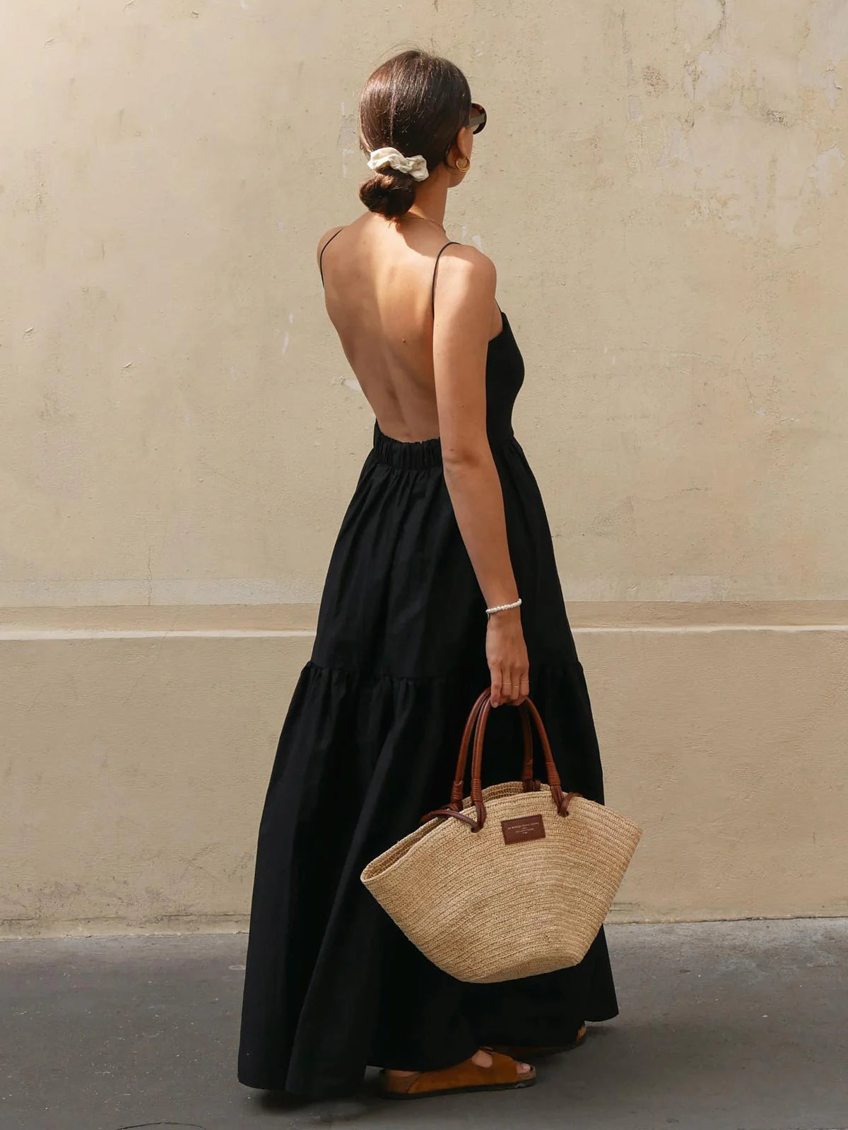 Lucía - Vestido largo liso espalda descubierta